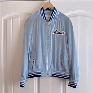 Casablanca Jacket Men's Size L Souvenir Aiiiiiir‎ Blue Satin Embroidered Bomber